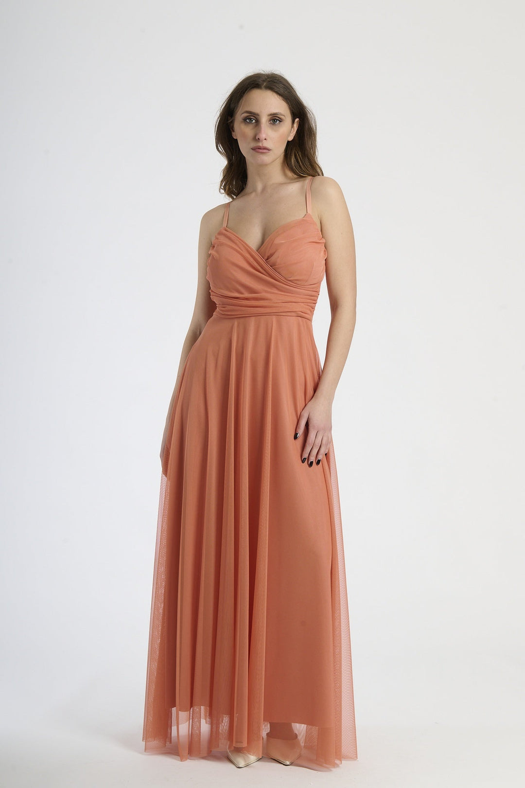 Tulle Dress with Velvet Straps