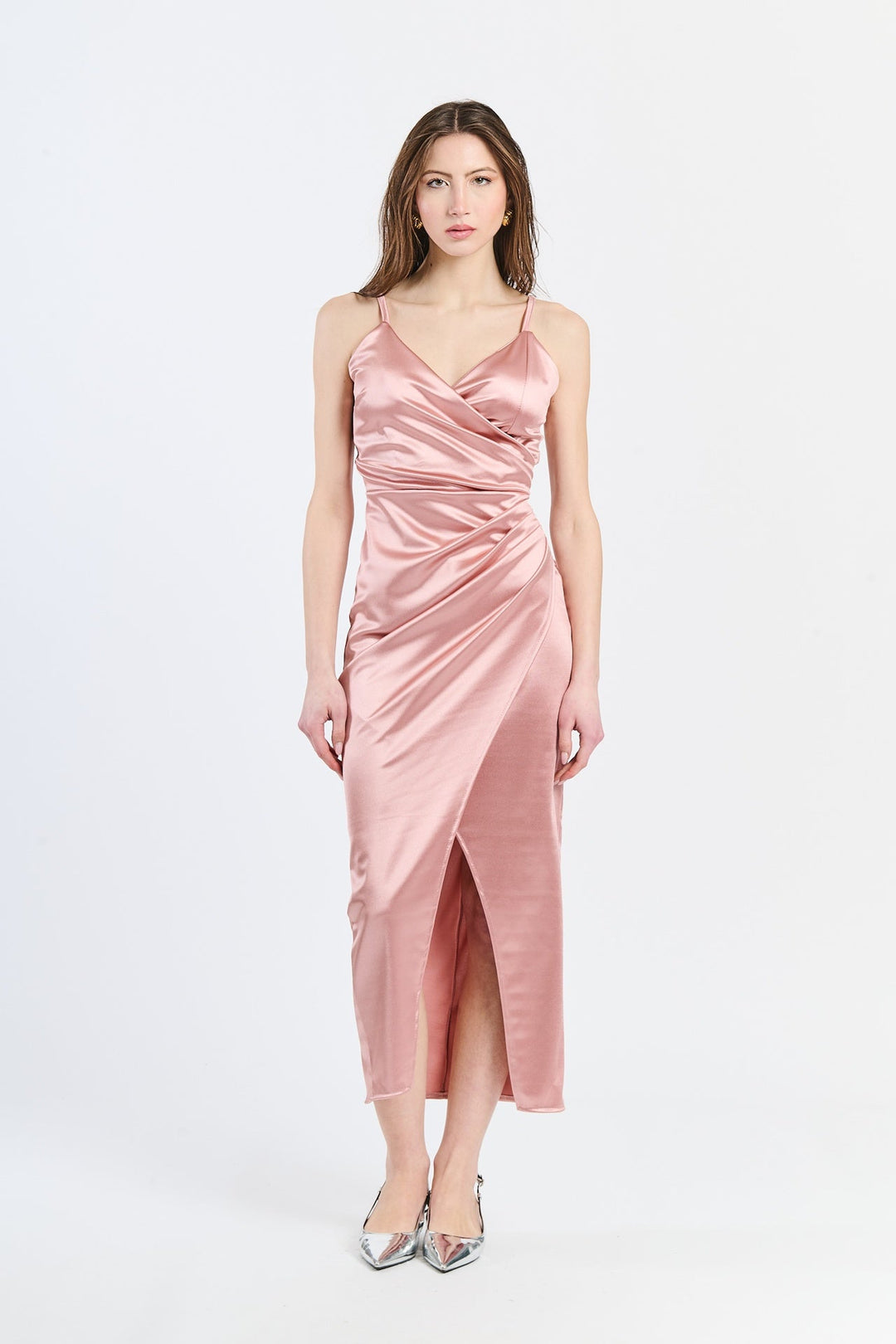 Long Draped Satin Dress Aurora
