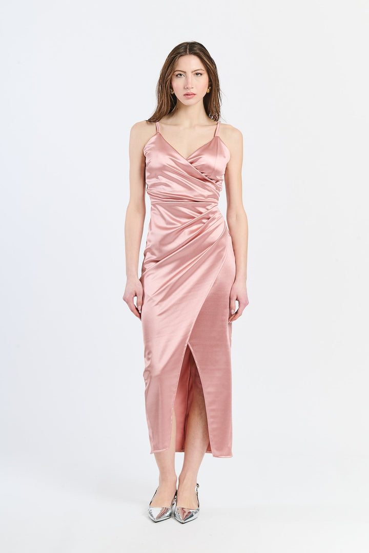 Long Draped Satin Dress Aurora