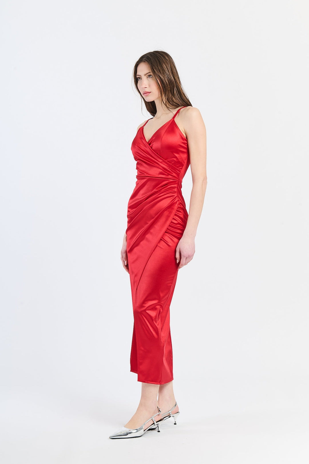 Long Draped Satin Dress Aurora