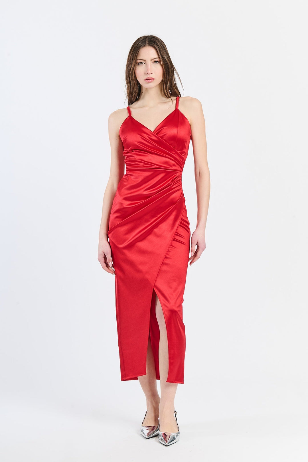 Long Draped Satin Dress Aurora