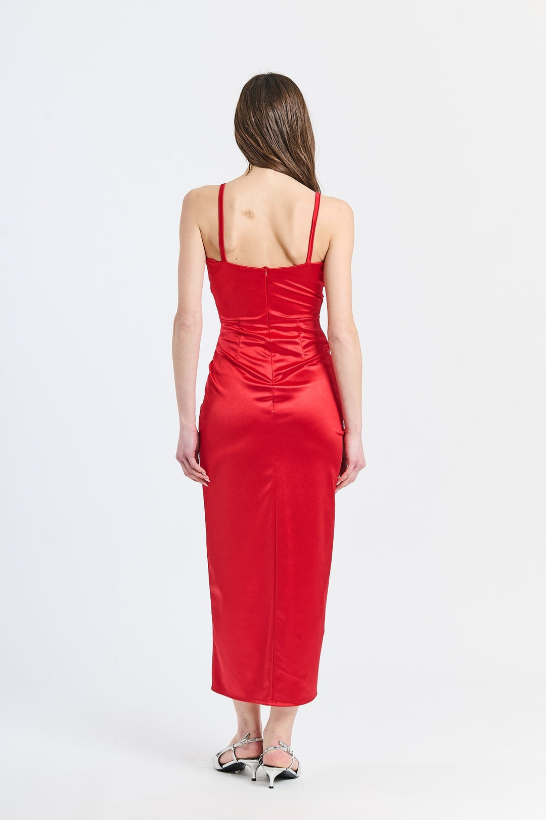 Long Draped Satin Dress Aurora