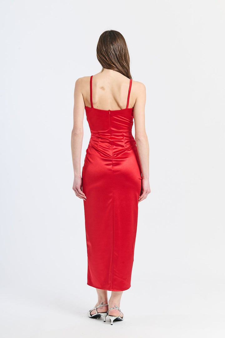 Long Draped Satin Dress Aurora