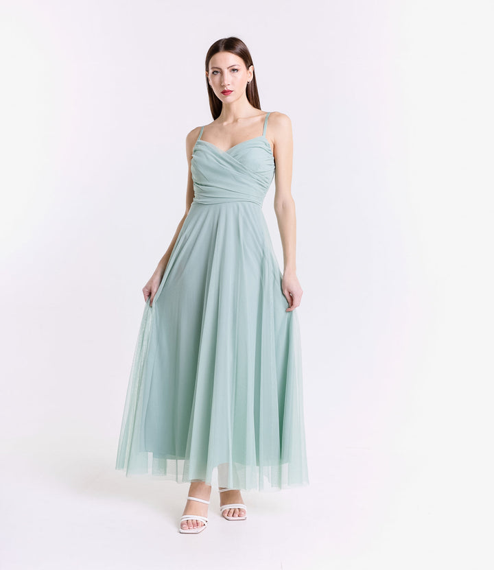 Tulle Dress with Velvet Straps