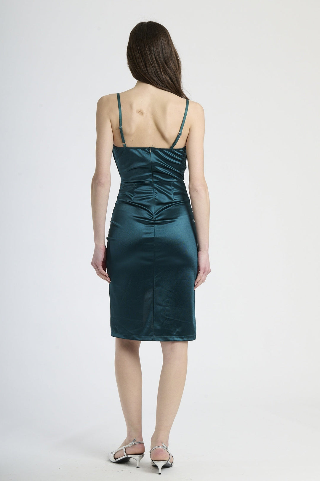 Short Draped Satin Dress Lea