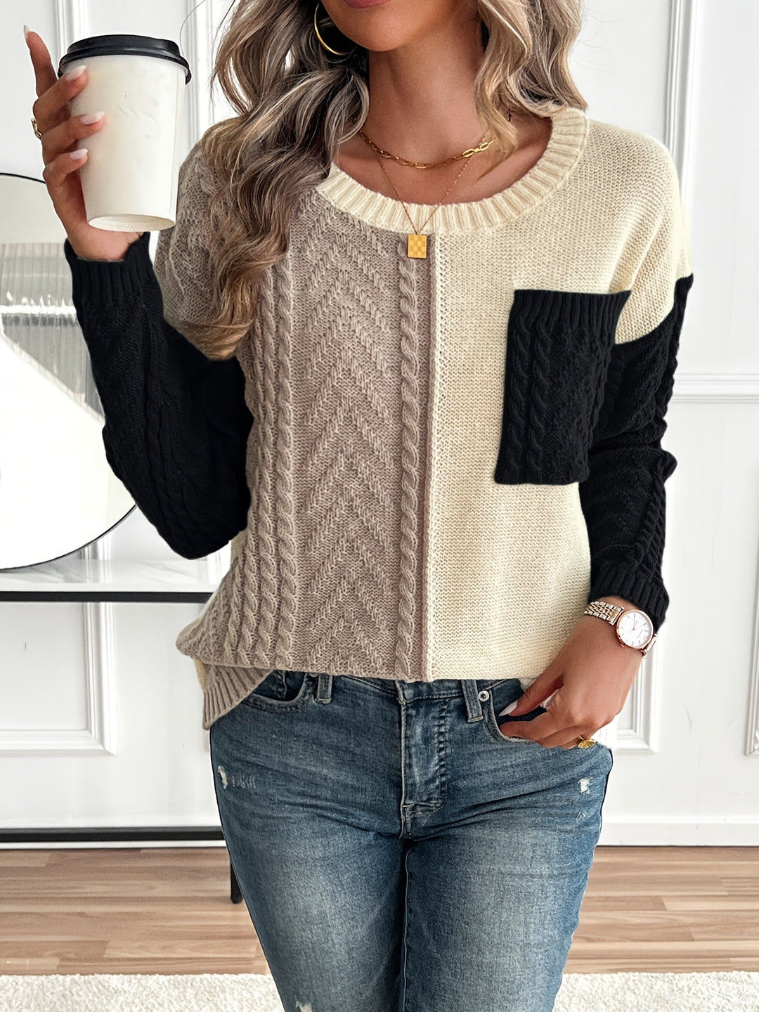 Maëlle™ - Two-Tone Turtleneck Sweater