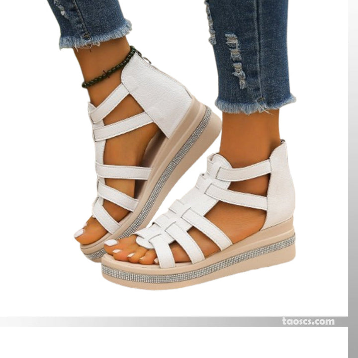 Tina™ - Wedge Sandals with Rhinestone Decoration