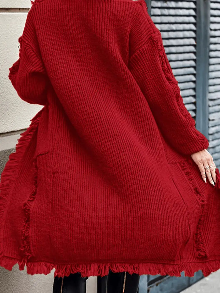 Reine™ - Cardigan Long à Franges – Style Décontracté et Tendance
