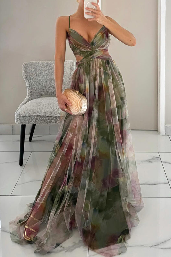 Leora™ - Enchanting Floral Print Maxi Dress