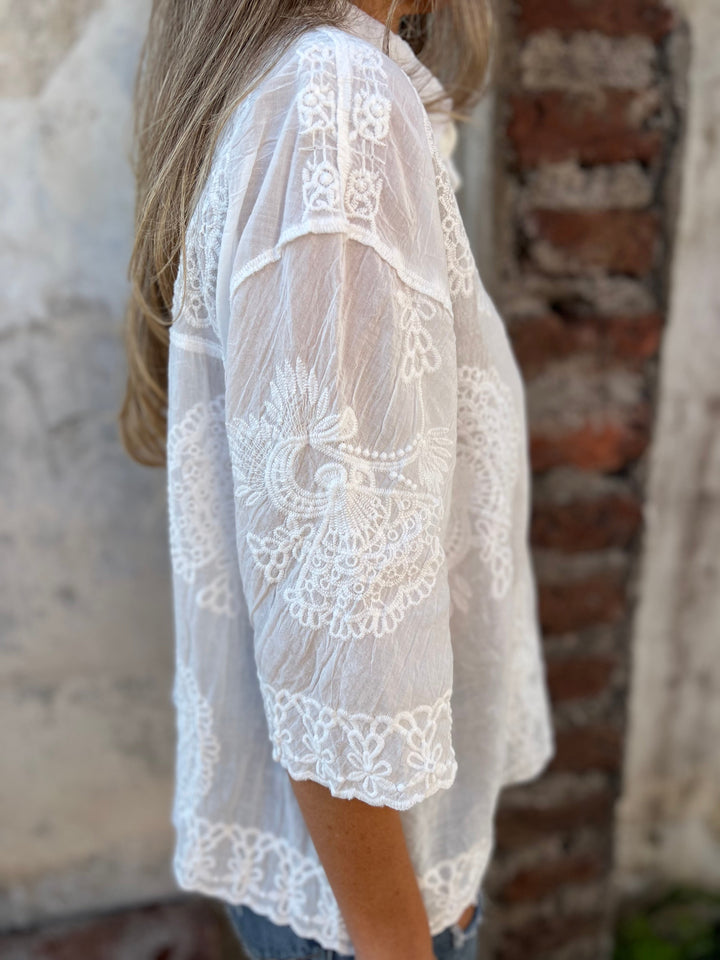 Audette™ - Elegant Embroidered Lace Blouse