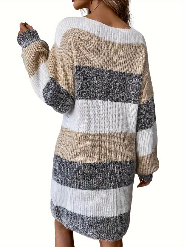 Lucile™ - Elegant and Comfortable Striped Sweater Dress