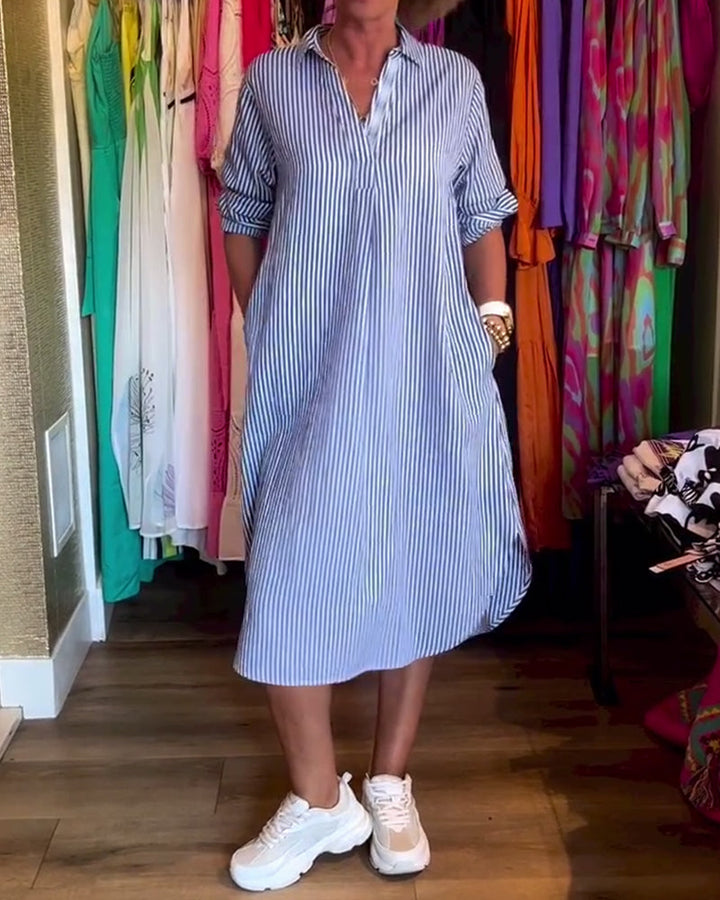 Cato™ - Striped Shirt Dress with Collar