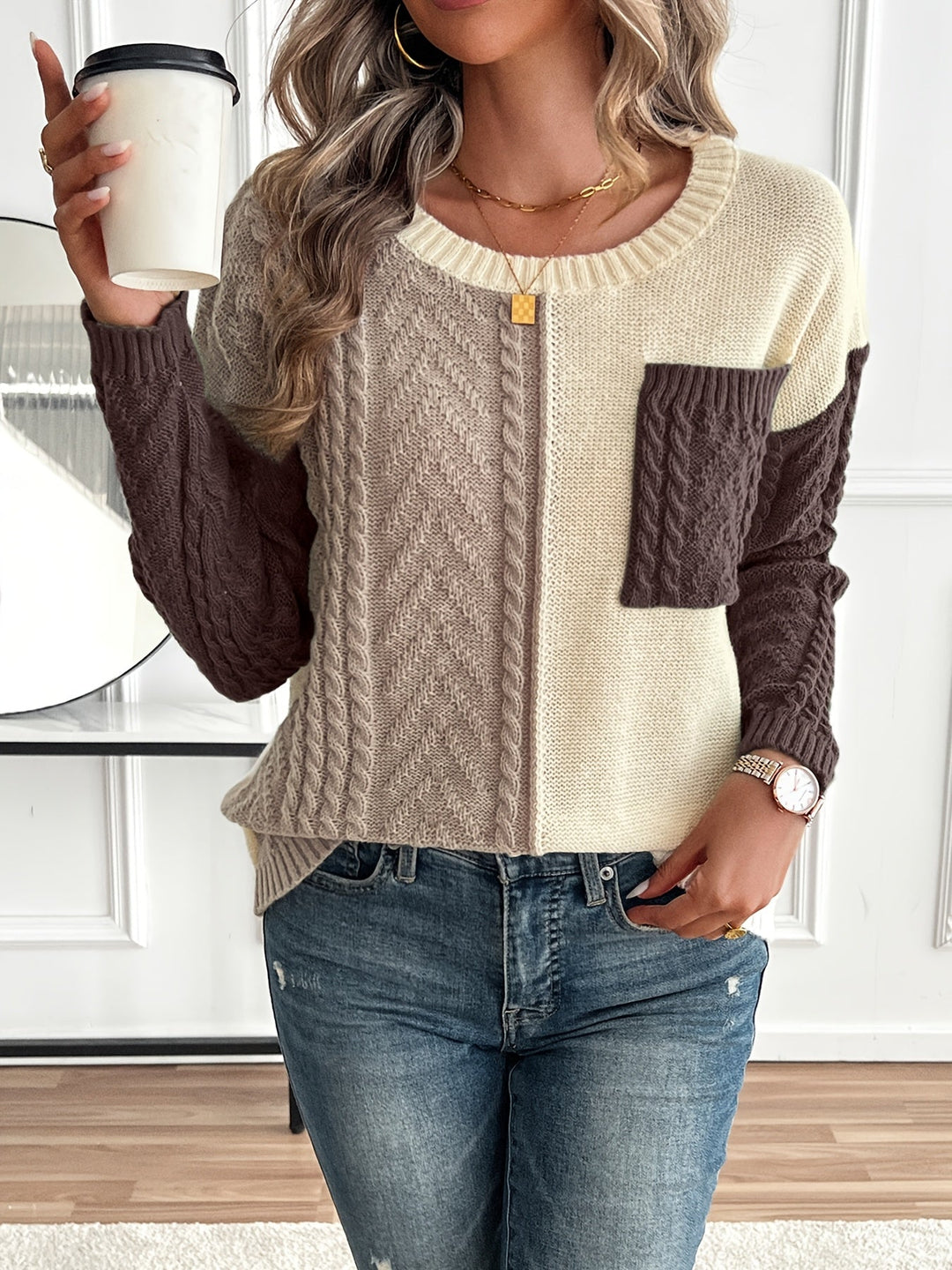 Maëlle™ - Two-Tone Turtleneck Sweater