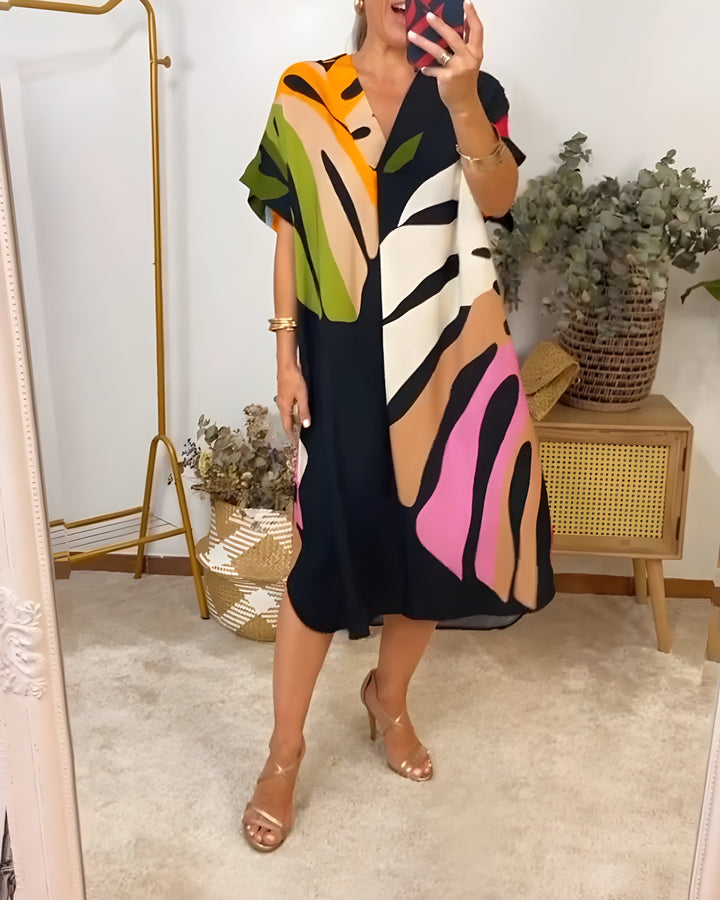 Nerissa™ - Casual Dress with Colorful Leaf Print for a Fresh and Natural Style