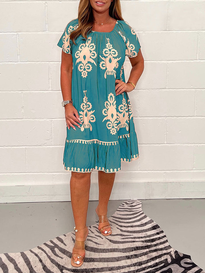 Freya™ - Vintage Printed Cotton Dress