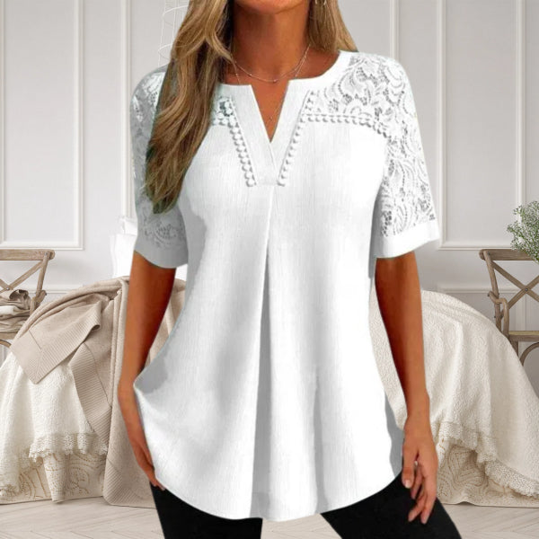 Alvara™ - Elegant Short-Sleeve Summer Blouse in Lace for Women