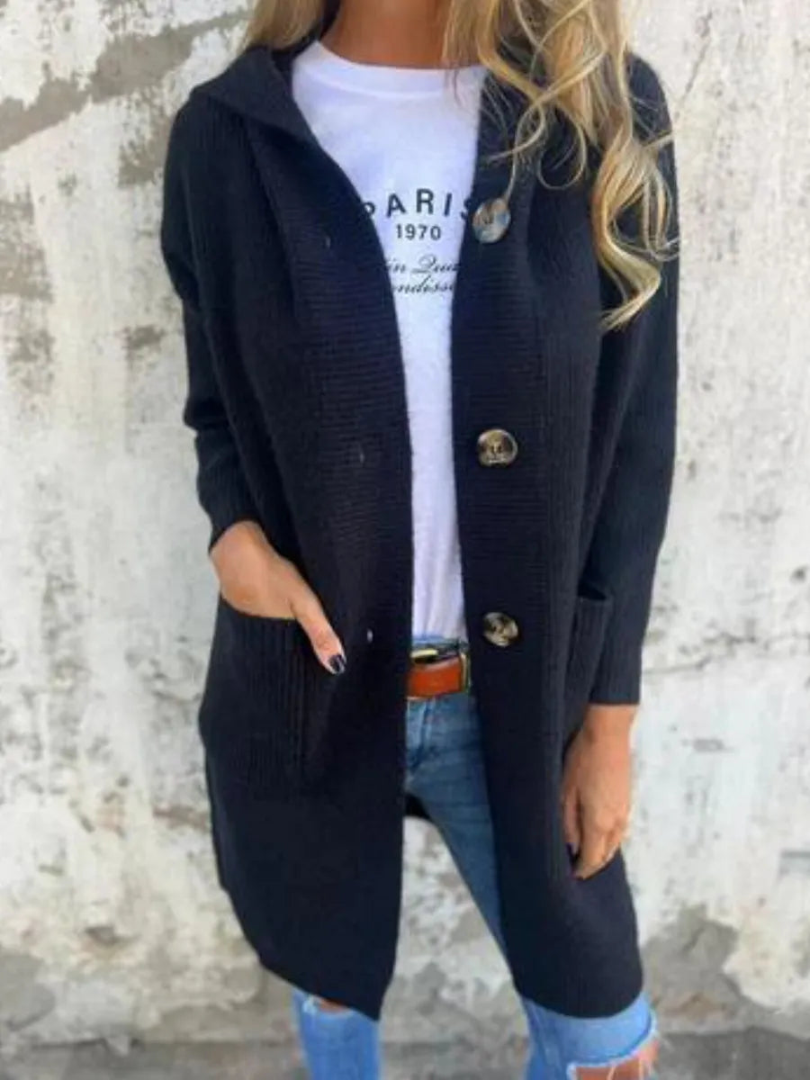 Caroline - Knitted Coat with Hood and Pockets