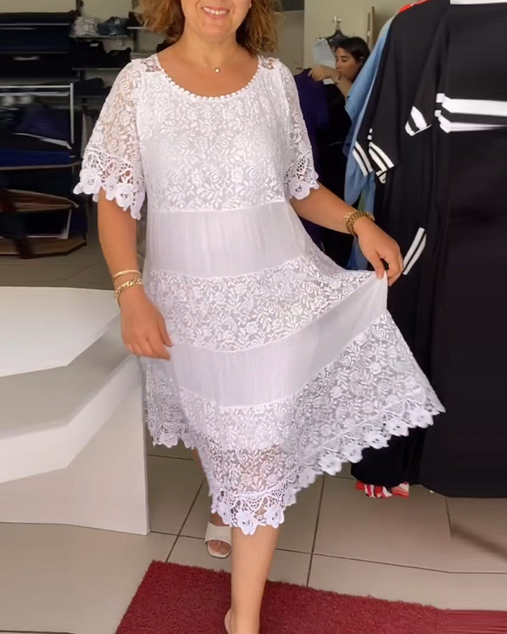 Isis™ - Solid Lace Dress with Short Sleeves