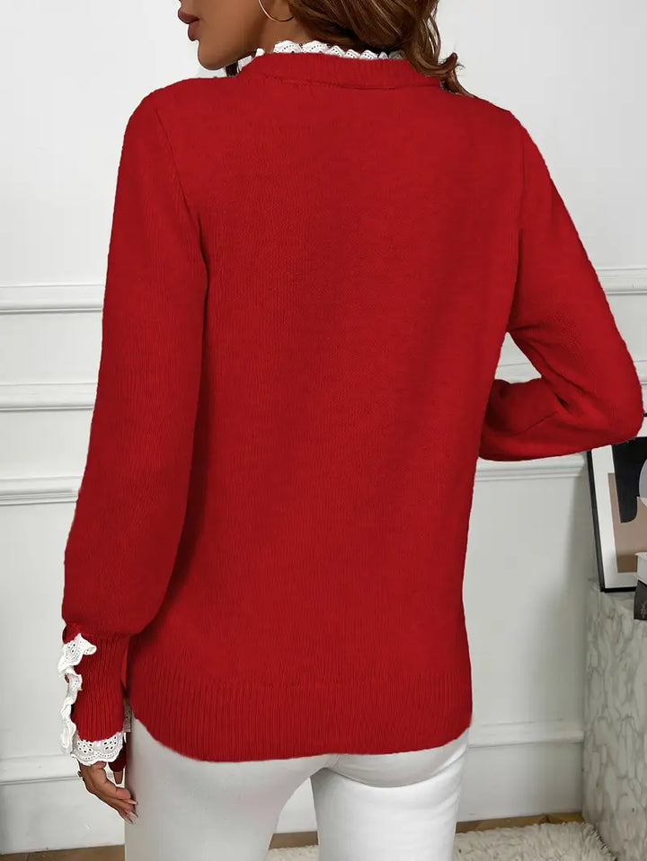 Inaya™ - Elegant Ruffled Knit Sweater with Buttons