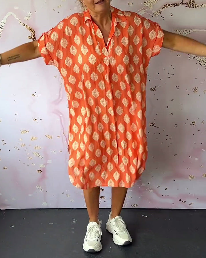 Davina™ - Loose Fit Short Sleeve Shirt Dress
