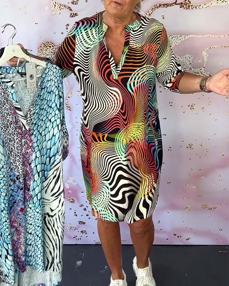 Maina™ - Colorful V-Neck Dress