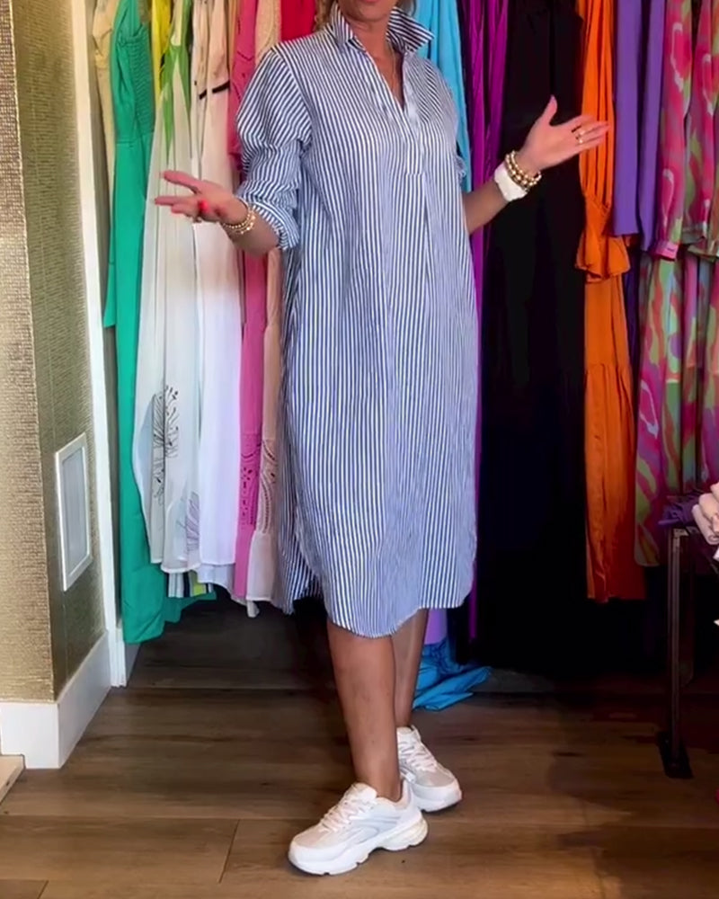 Cato™ - Striped Shirt Dress with Collar