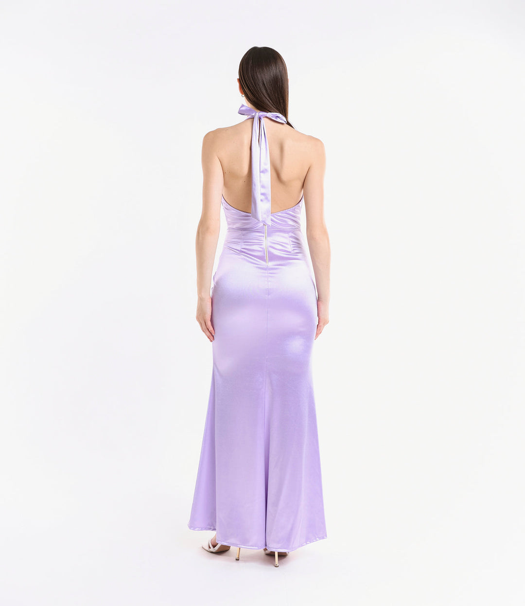 Draped Satin Dress with American Neckline Aria