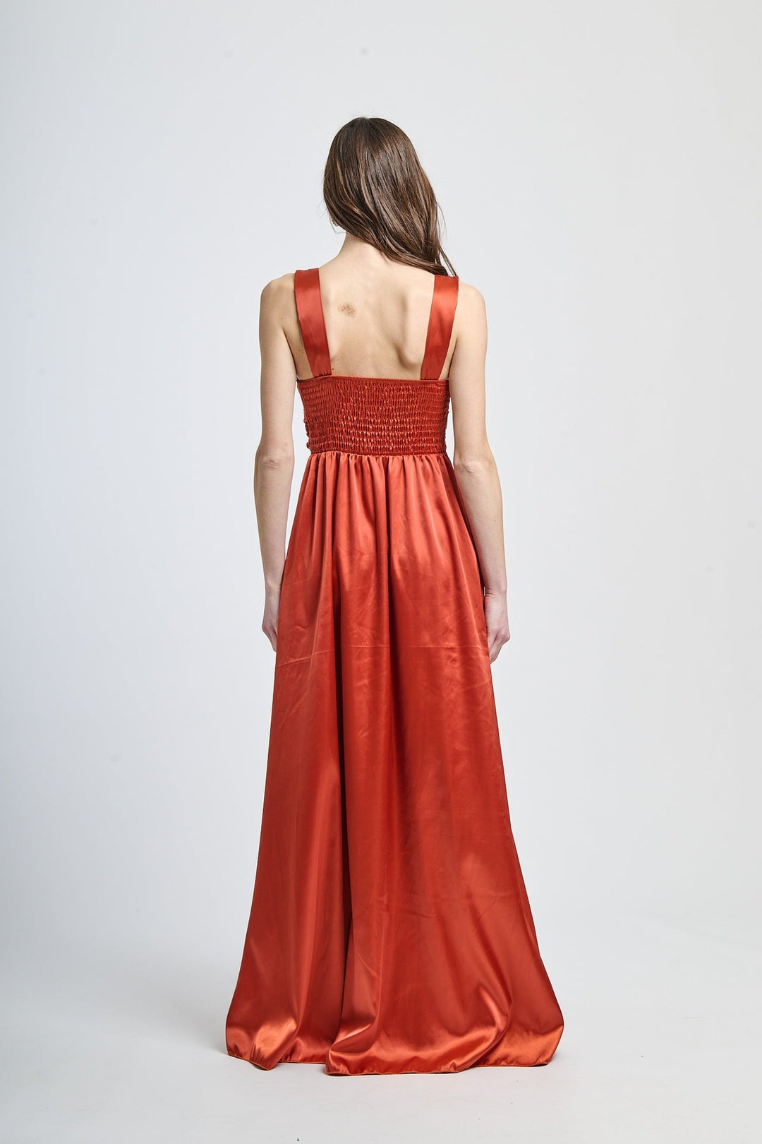 Maxi Satin Dress with V-Neck Sara