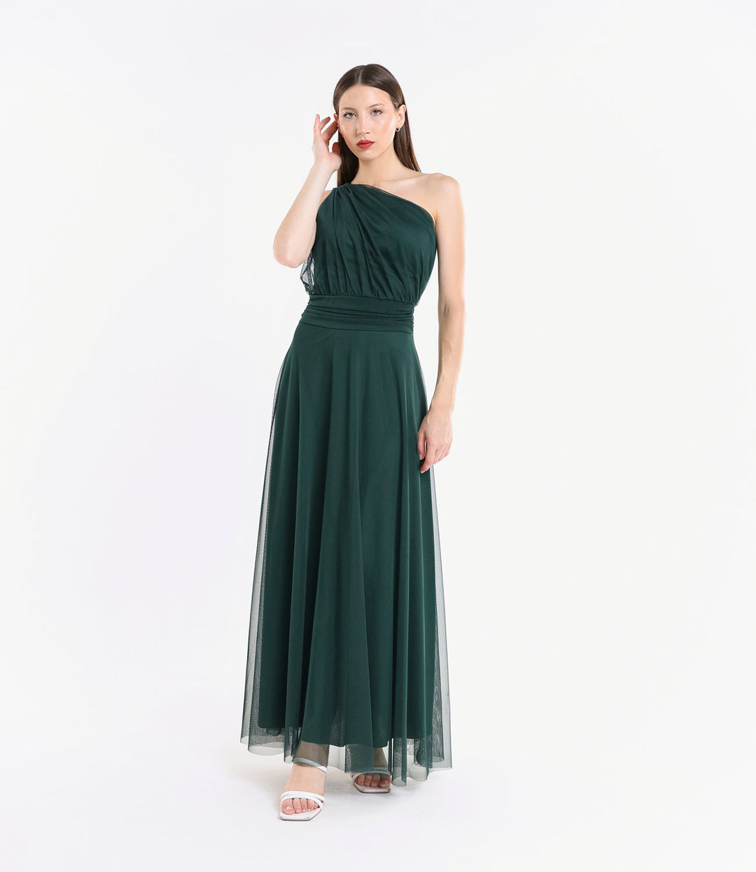 Lily One-Shoulder Long Tulle Dress