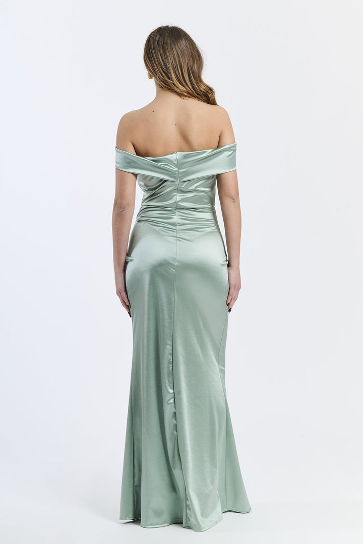 Draped Off-Shoulder Dress Light Blue