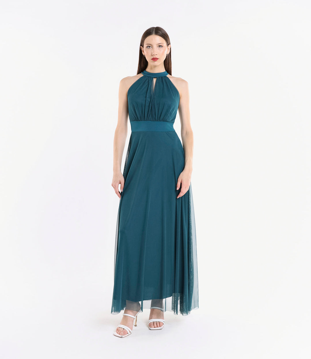 Long tulle cut-out dress Lucrezia