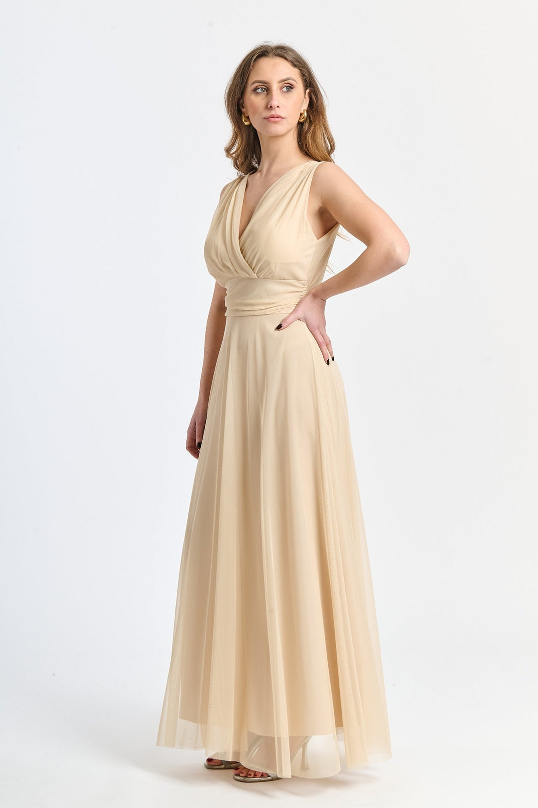 Tulle Bridesmaid Dress with V-Neck Flavia