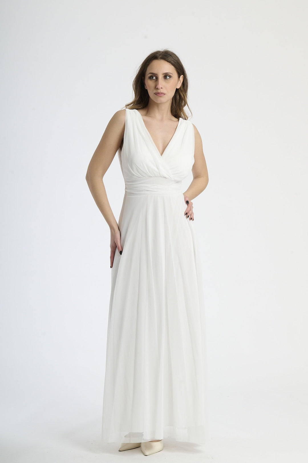 Tulle Bridesmaid Dress with V-Neck Flavia