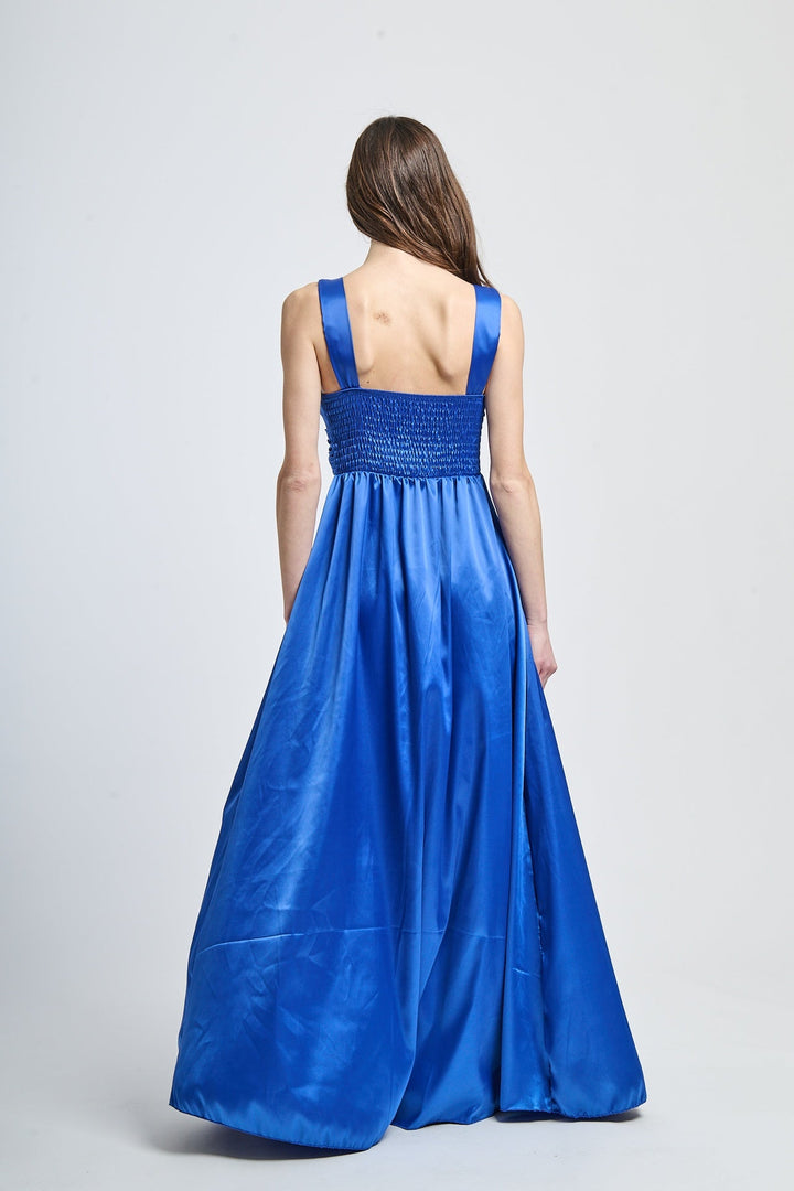 Maxi Satin Dress with V-Neck Sara
