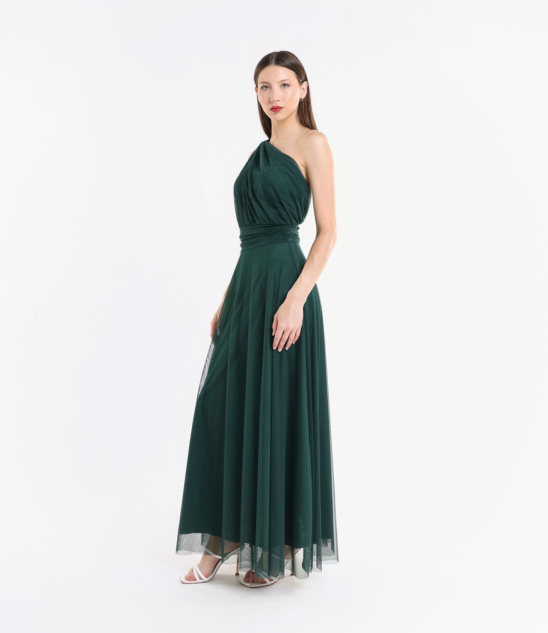 Lily One-Shoulder Long Tulle Dress