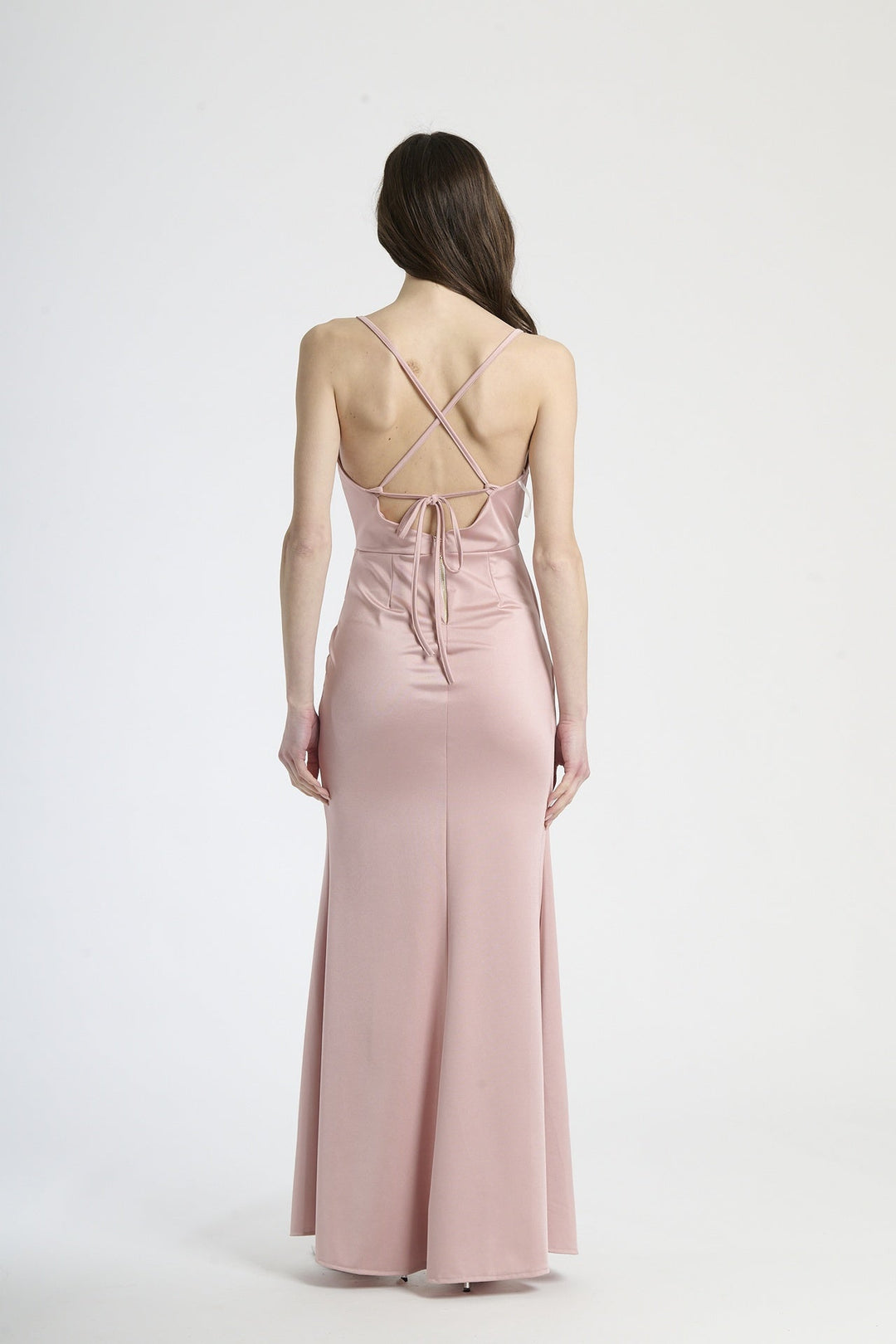 Fitted Draped Dress with Front Slit Ofelia