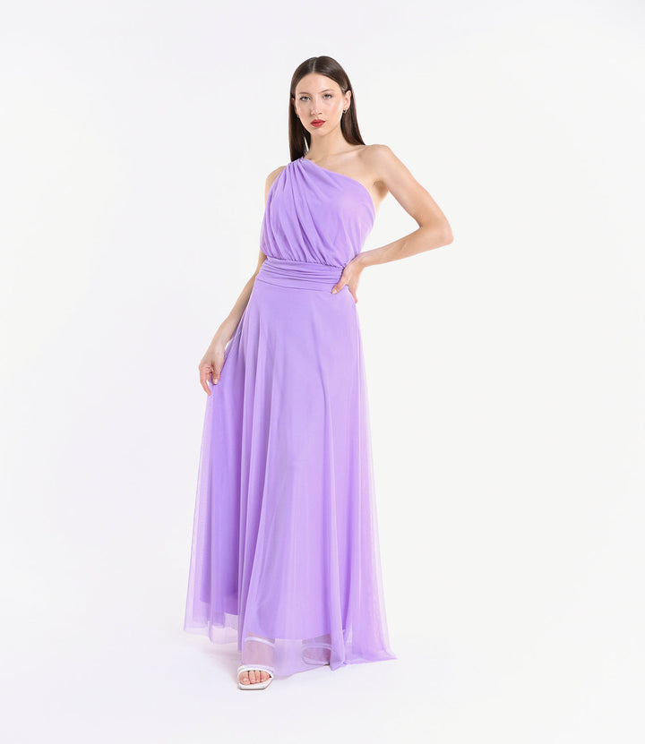 Lily One-Shoulder Long Tulle Dress
