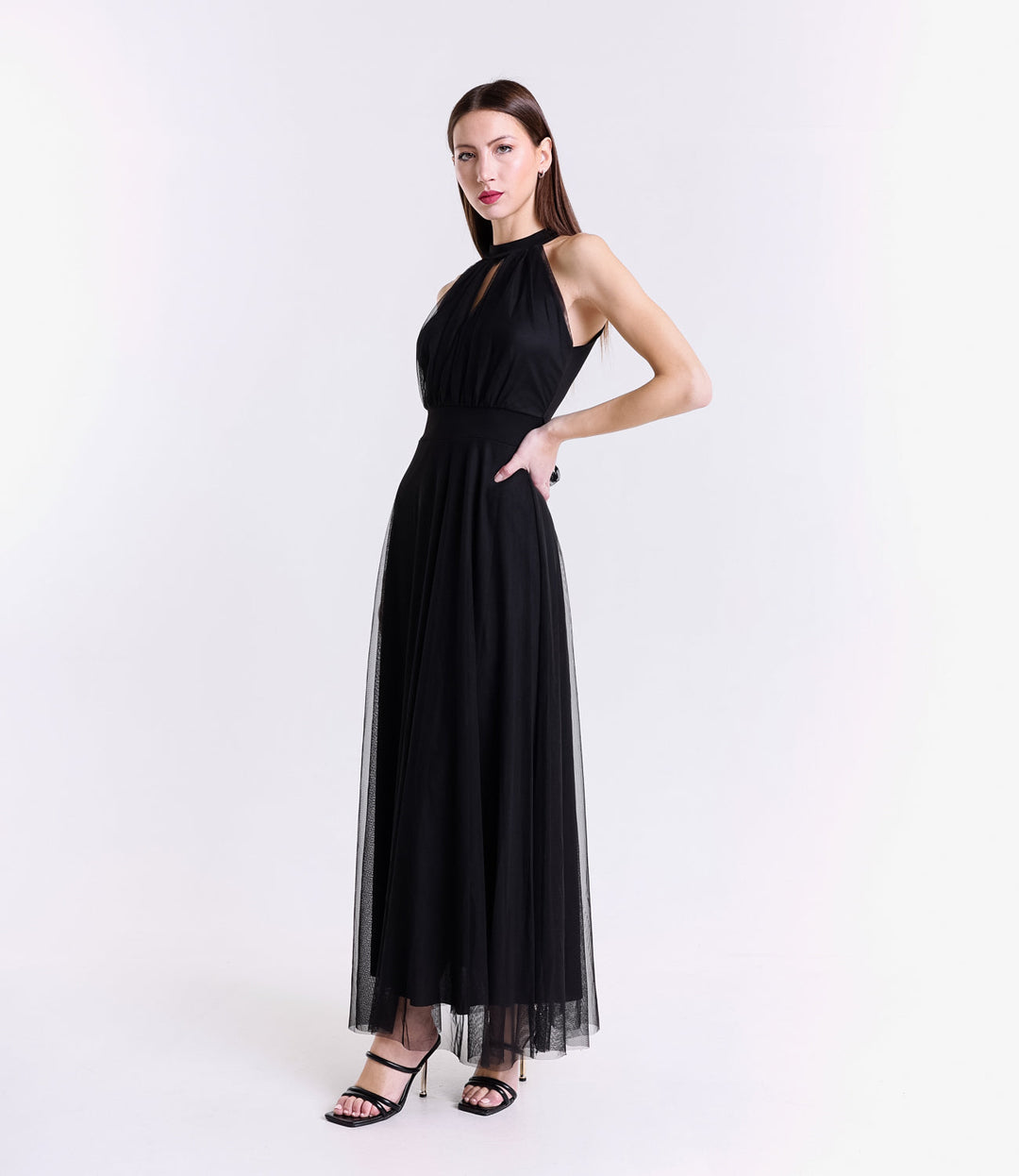 Long tulle cut-out dress Lucrezia