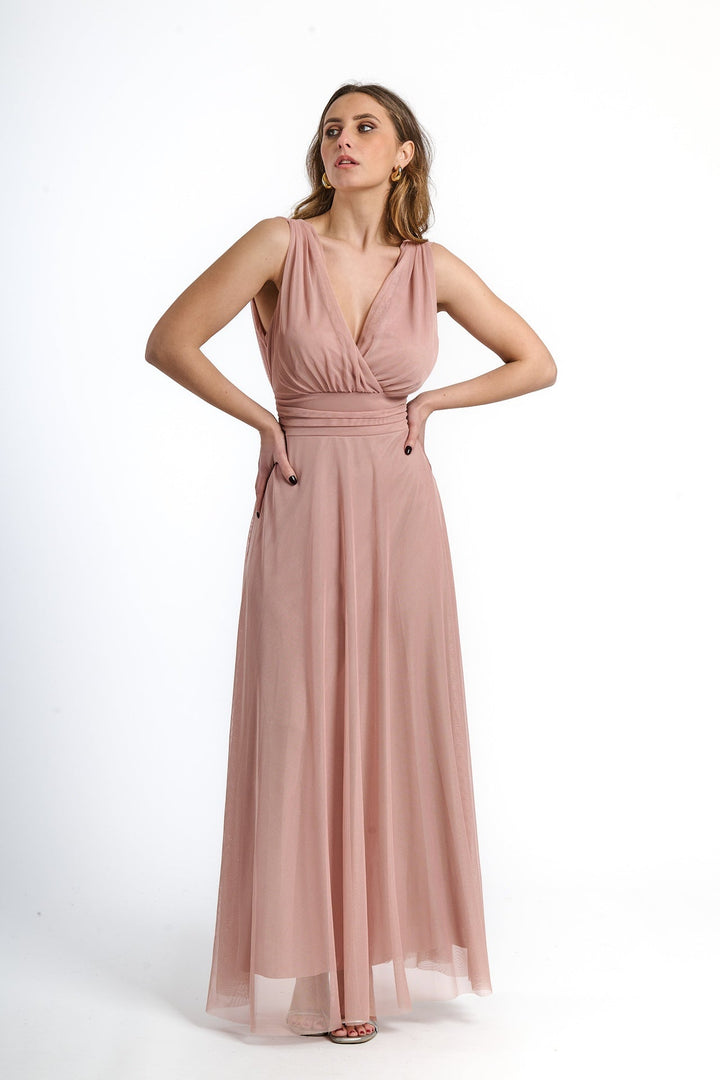 Tulle Bridesmaid Dress with V-Neck Flavia