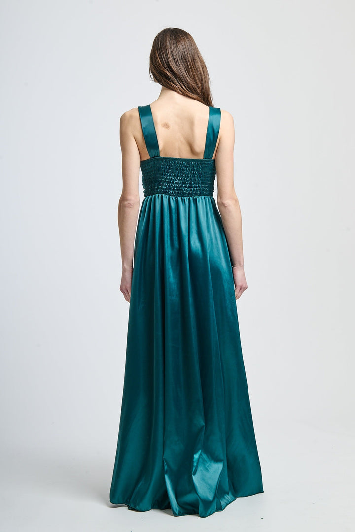 Maxi Satin Dress with V-Neck Sara