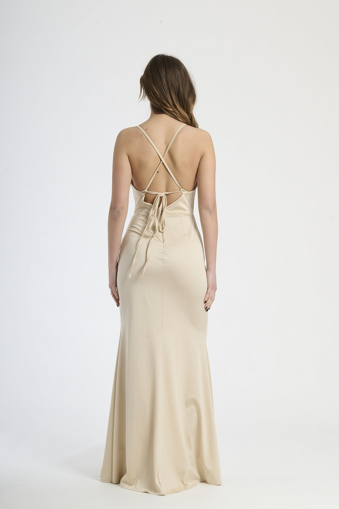Fitted Draped Dress with Front Slit Ofelia