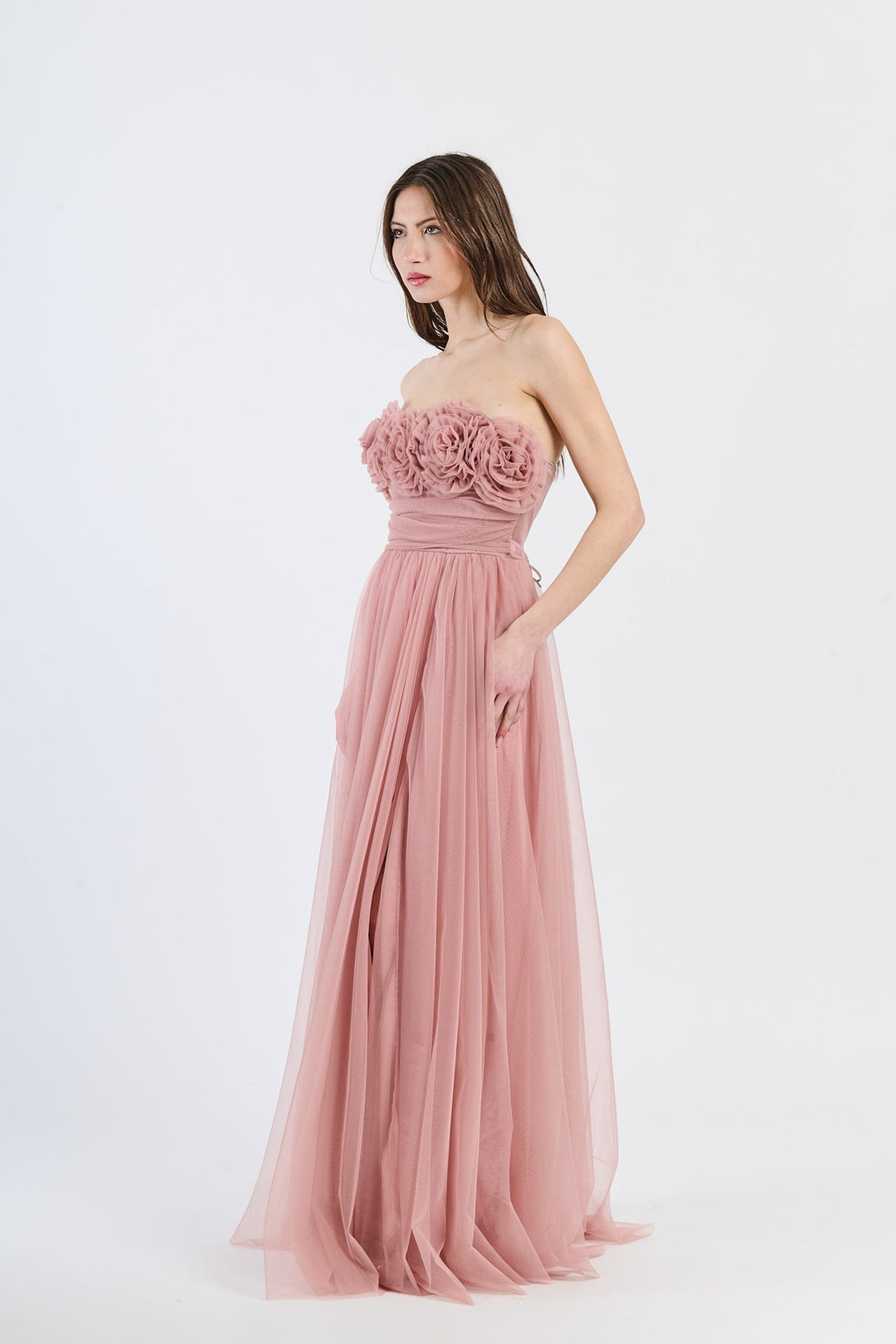 Long Tulle Strapless Dress Vittoria