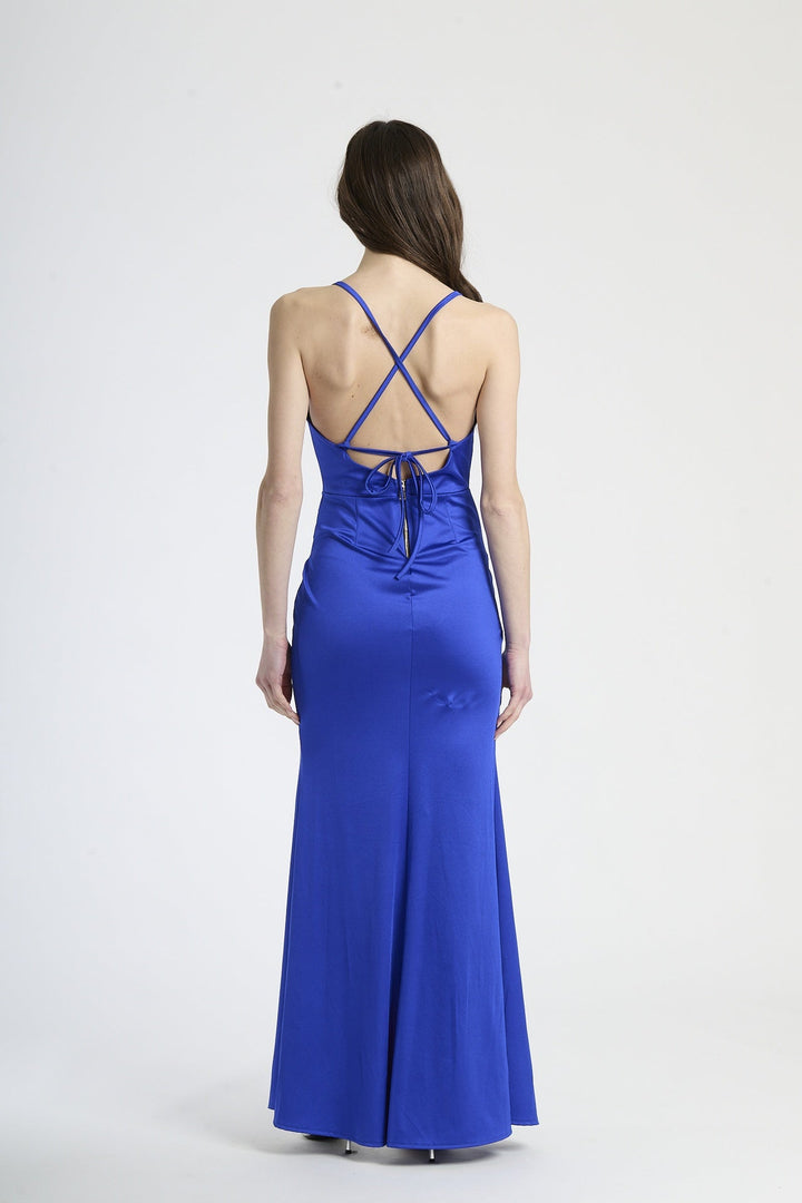 Fitted Draped Dress with Front Slit Ofelia