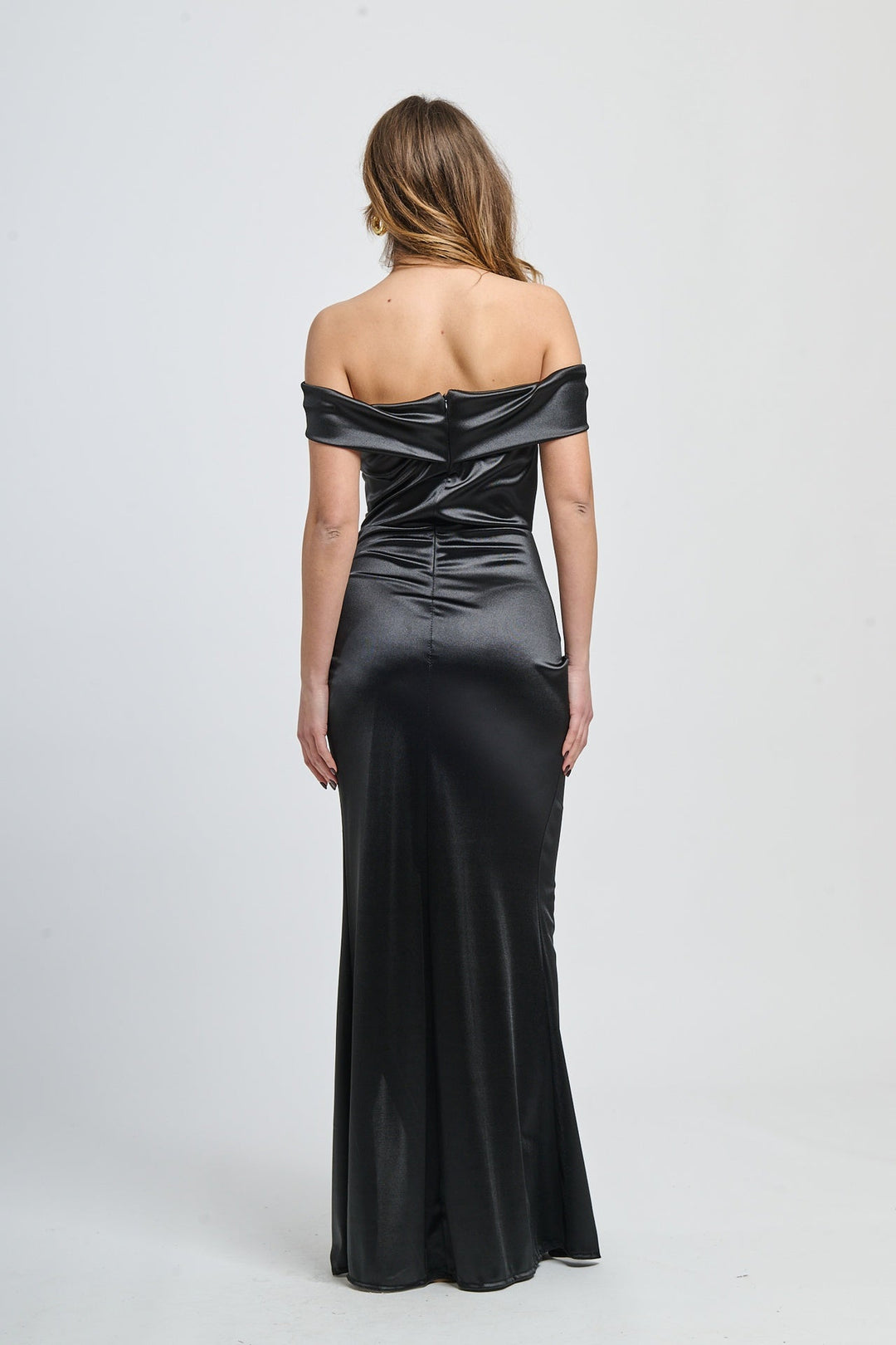 Draped Off-Shoulder Dress Light Blue