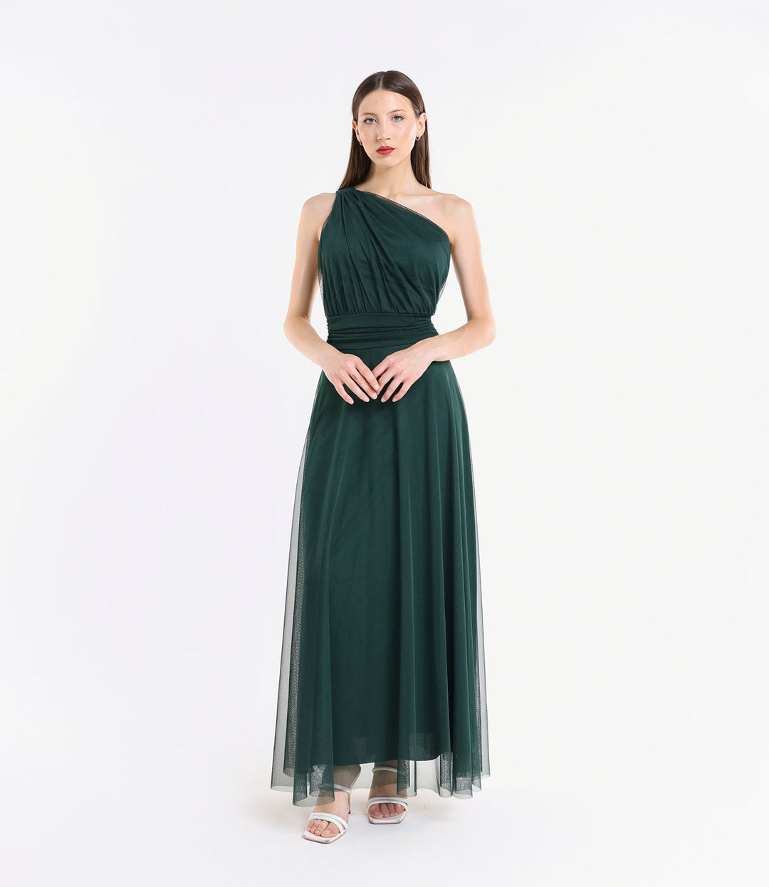 Lily One-Shoulder Long Tulle Dress