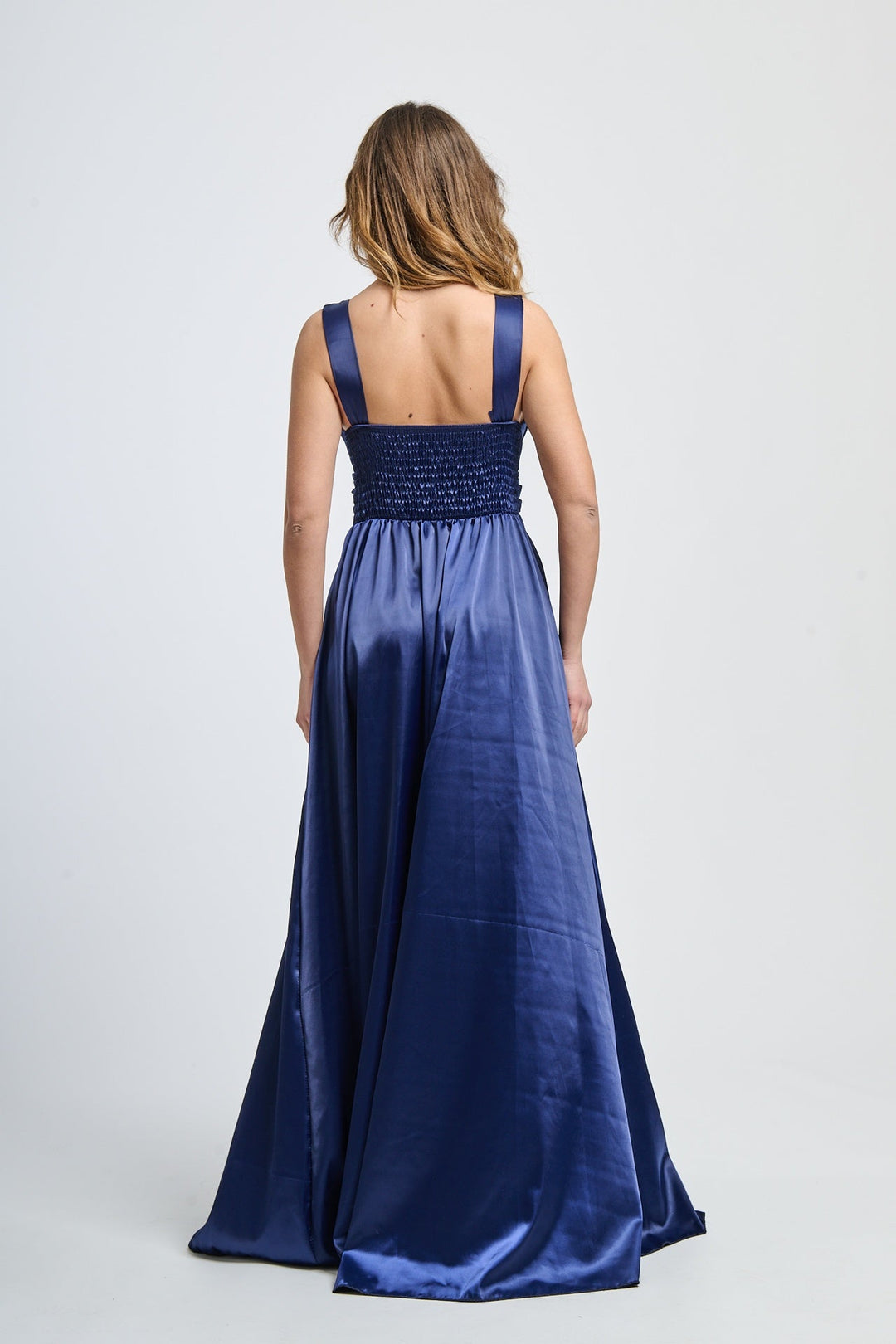 Maxi Satin Dress with V-Neck Sara