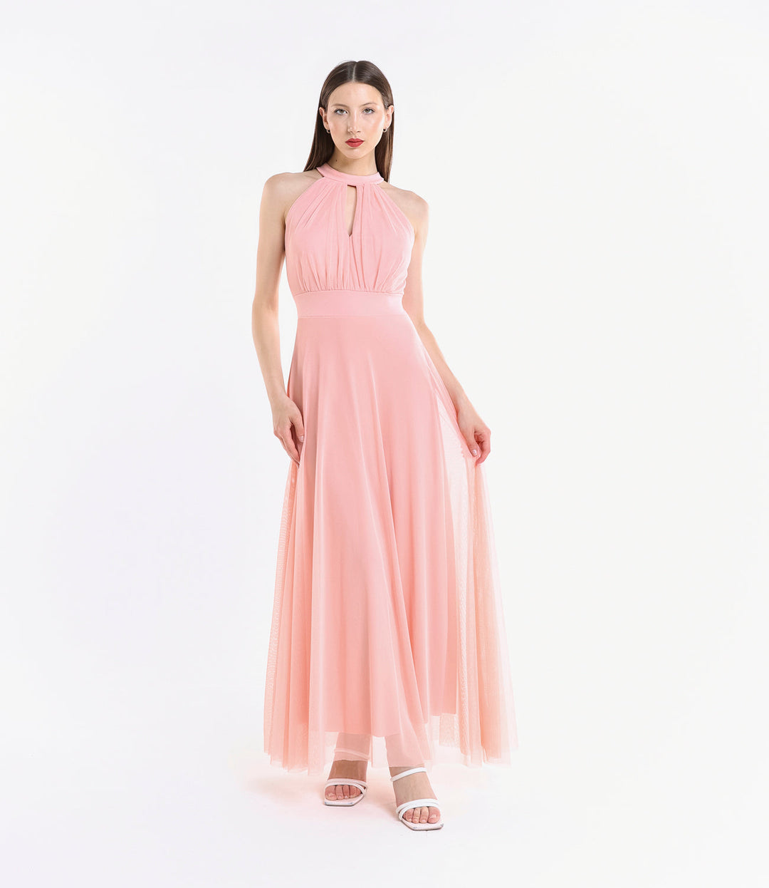 Long tulle cut-out dress Lucrezia