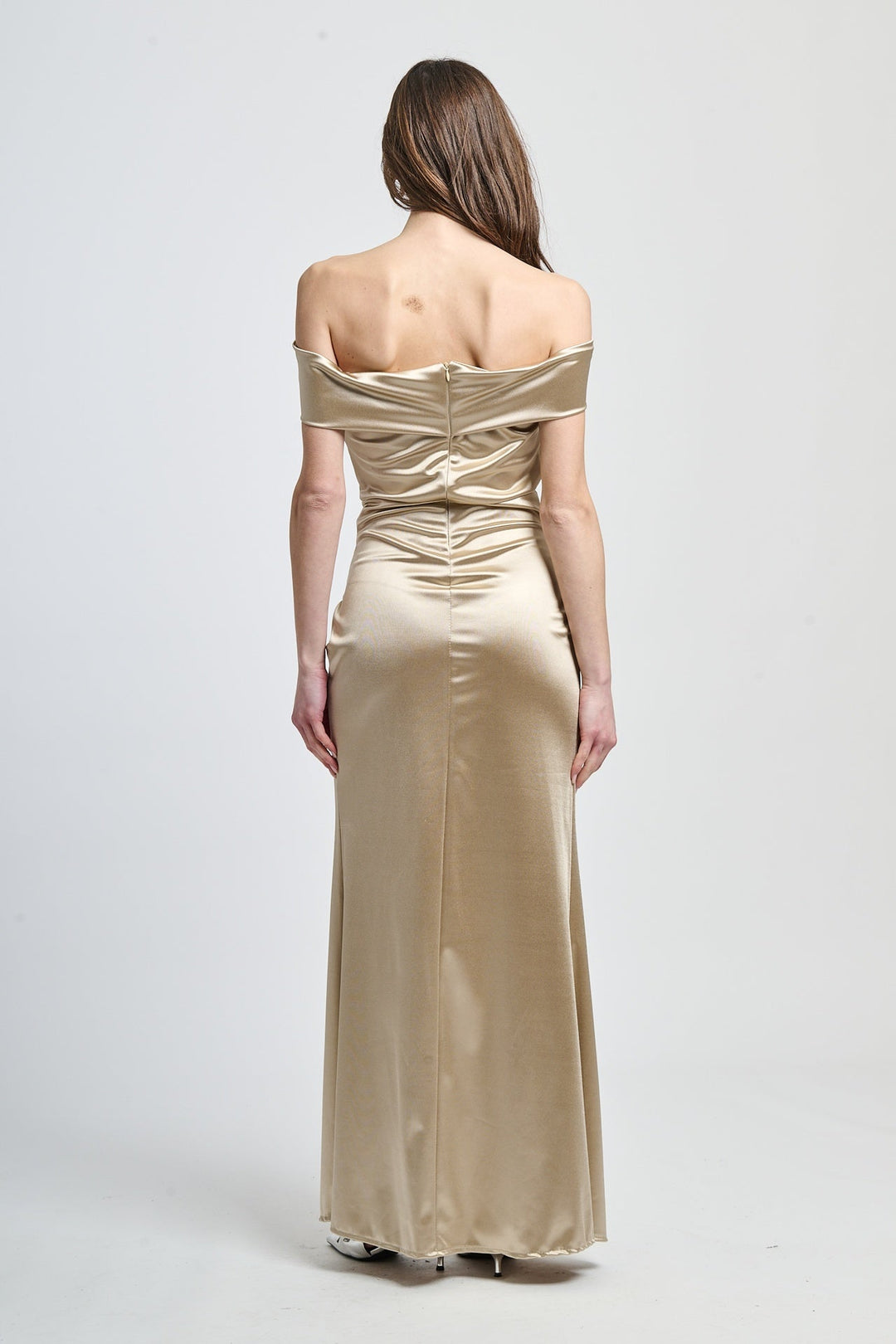 Draped Off-Shoulder Dress Light Blue