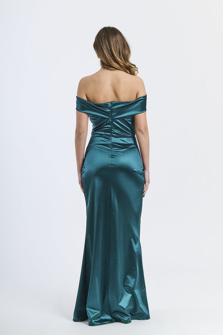 Draped Off-Shoulder Dress Light Blue