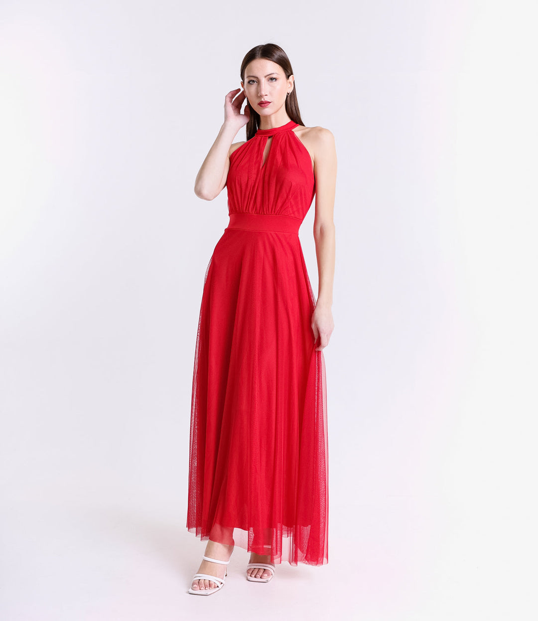 Long tulle cut-out dress Lucrezia